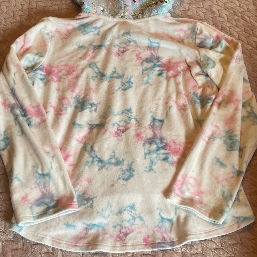 🔥4/$20 Wonder Nation Girls Plush Pullover with sequined hood - size 10/12 - Picture 4 of 12